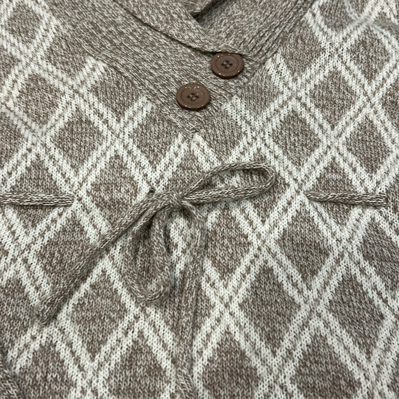 Derek Heart Maternity Brown/White Cowl Neck Sweater with Front Ties Size Large - Picture 3 of 7